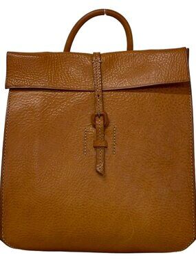 genten Brown Leather Backpack